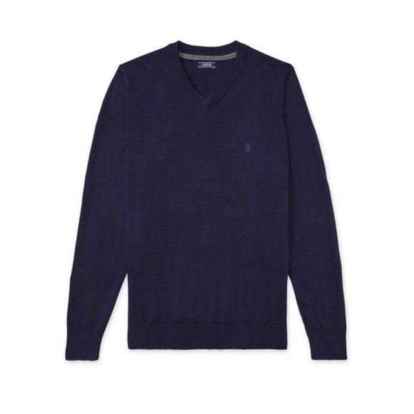 Izod Men's Premium Essentials Classic Fit V-Neck Sweater Navy Blue Size L - Picture 3 of 4